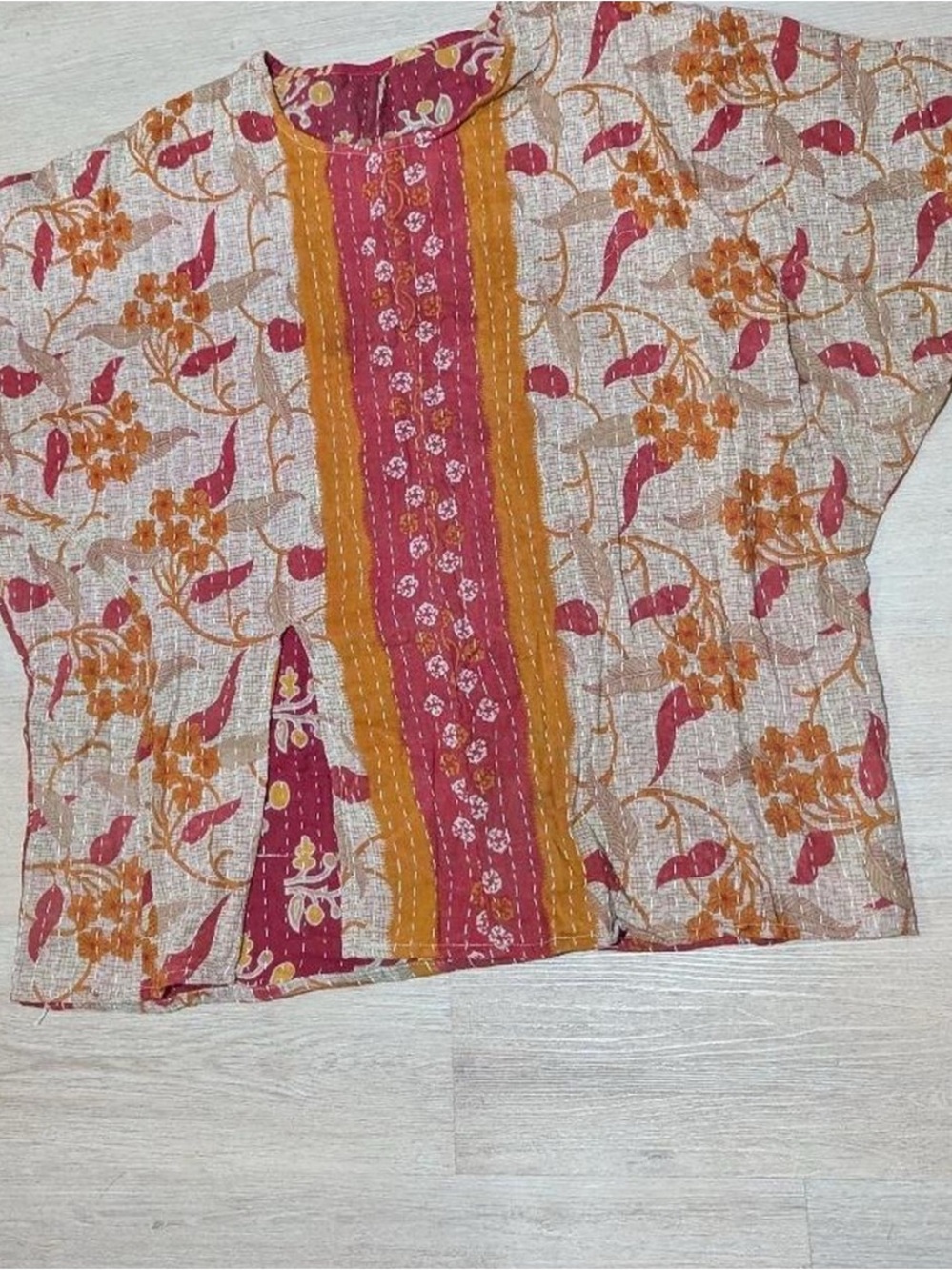 Upcycled Kantha Top Relaxed Floral Tunic